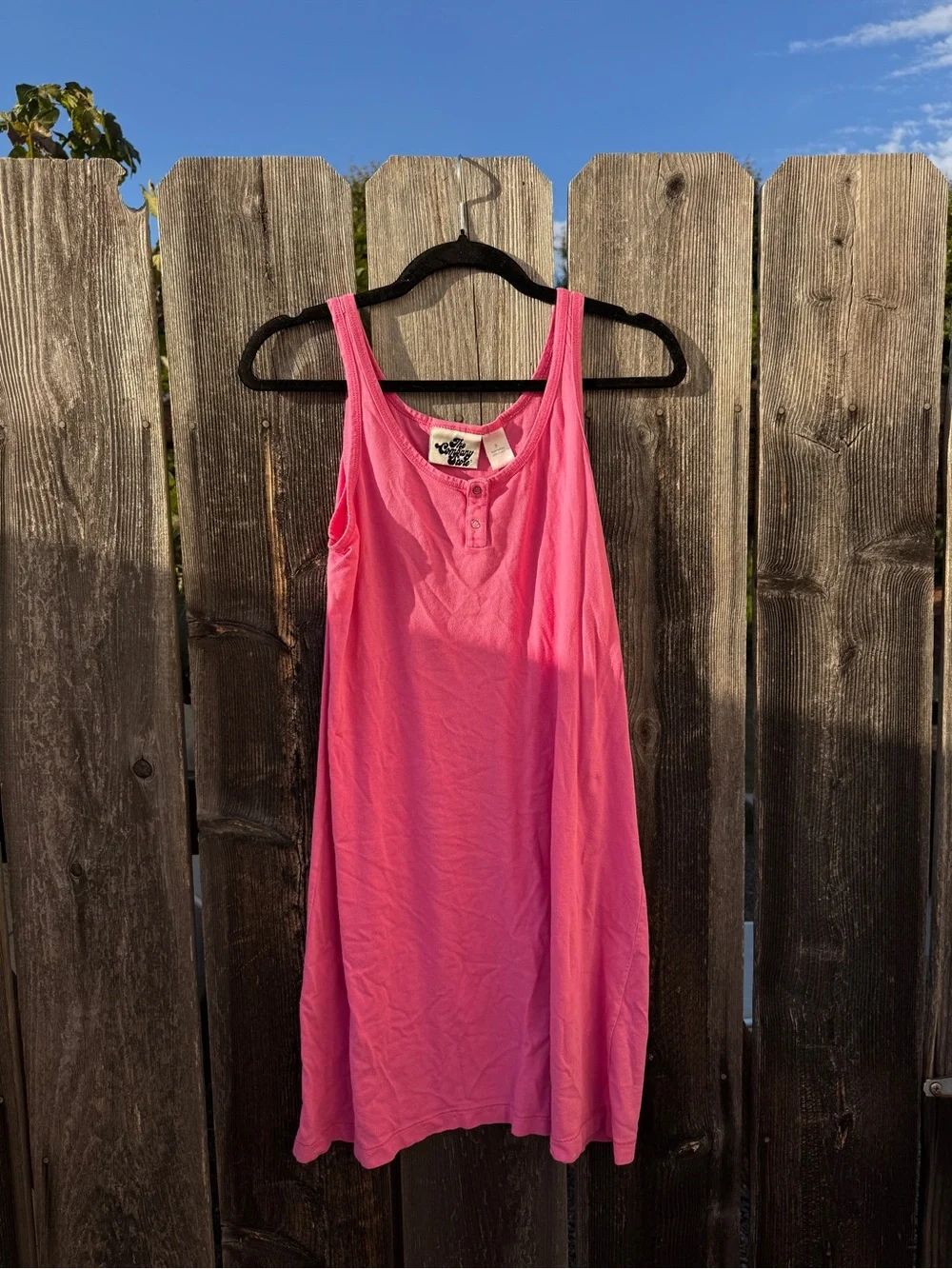 Matching Hot Pink Cotton Robe with Tank Top Sleeveless Nightgown